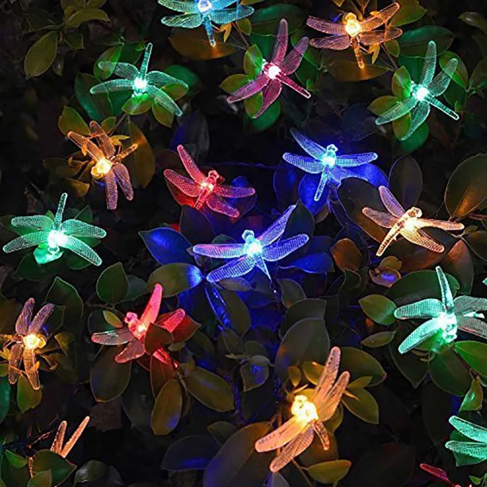Солнечный светильник Высокое качество 30 LED Красочные Строки Стрекоза свет