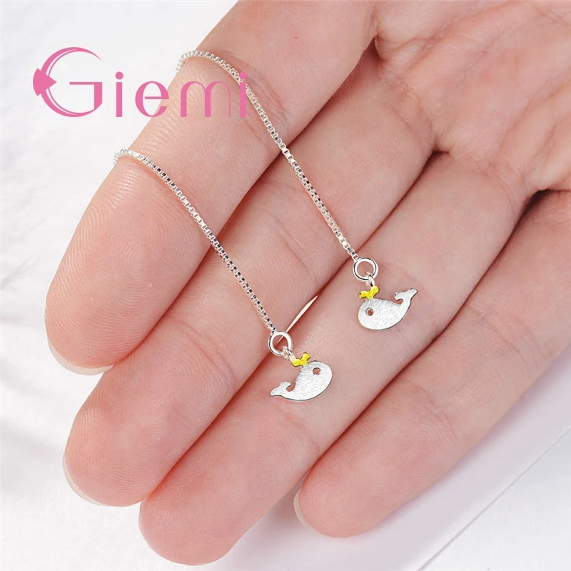

Attractive Long Line Cute Fish Pendant Earrings For Girls Big Promotion 925 Sterling Silver Jewelry Accessory Long Earrings