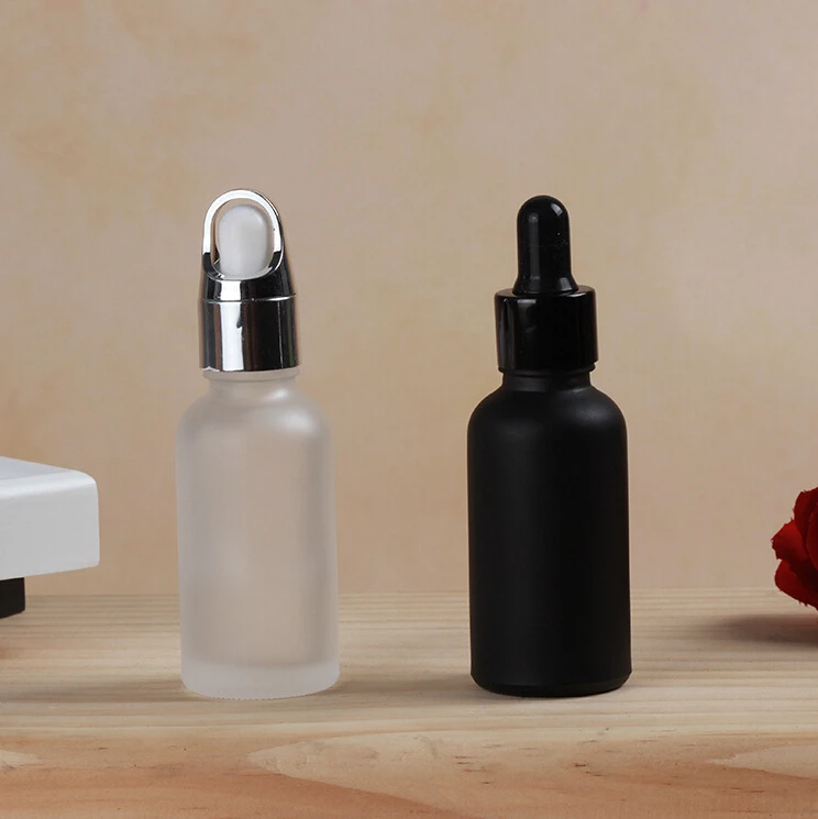 

120 x 20 ml Frosted Black Glass Bottle With Childproof Dropper 20cc Dropper Vials For Essential Oil Use