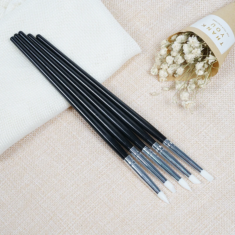 5 Pcs/set Silicone Uv Gel Nail Art Pen Brush Shaping Clay Points Carving Emboss Hollow Earthenware Sculpture Polish Tool | Красота и