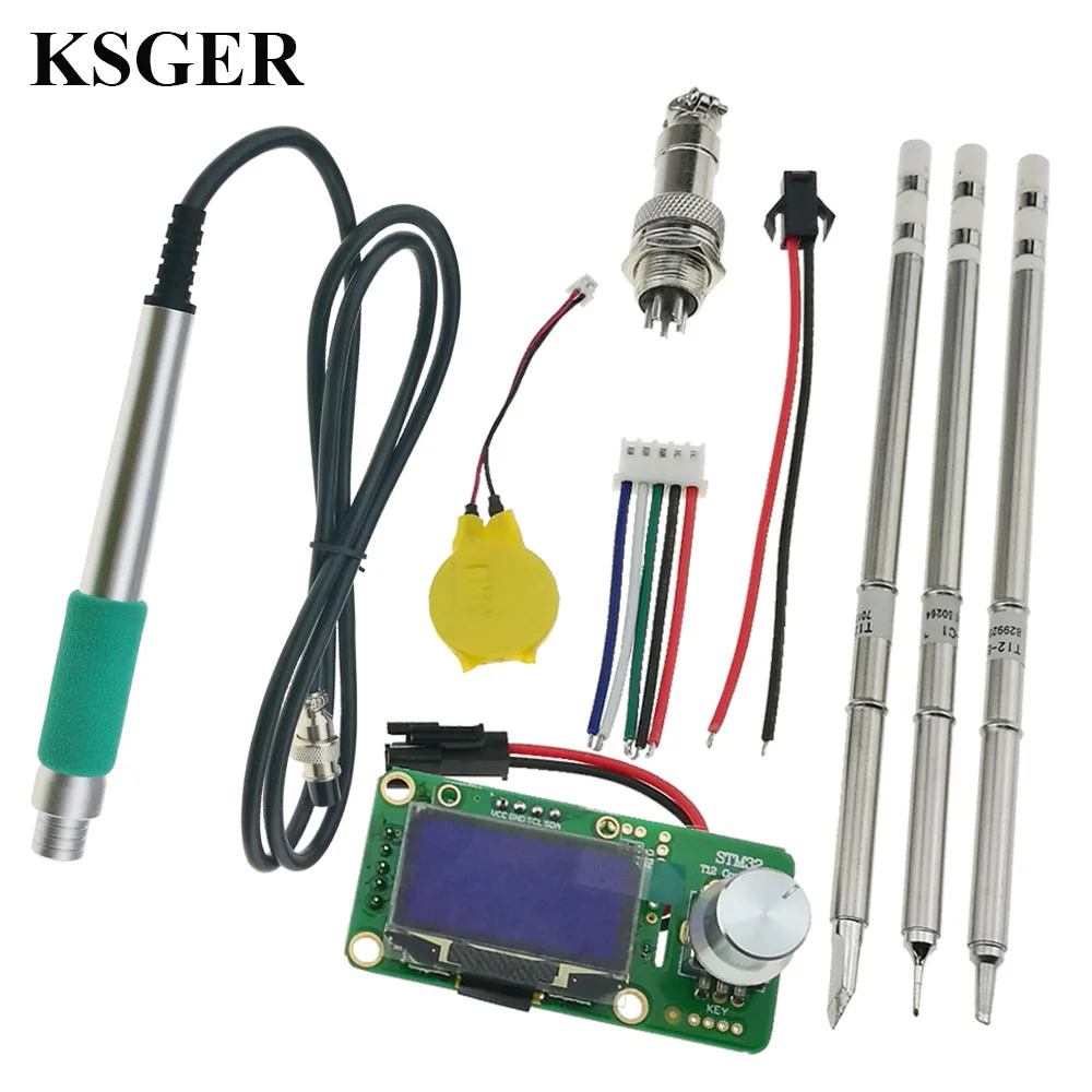 KSGER T12 DIY паяльная станция наборы OLED STM32 V2.1S припой советы сварочные инструменты Нержавеющая сталь FX9501 Алюминий ручка - Цвет: Sets 5