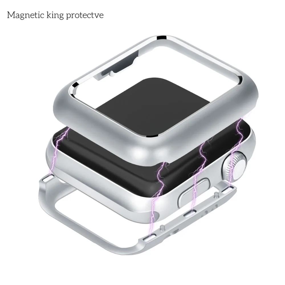 Магнитный чехол из нержавеющей стали для Apple Watch Series 3 2 1 42 мм 38 мм чехол для Iwatch полная королевская защита металлический корпус