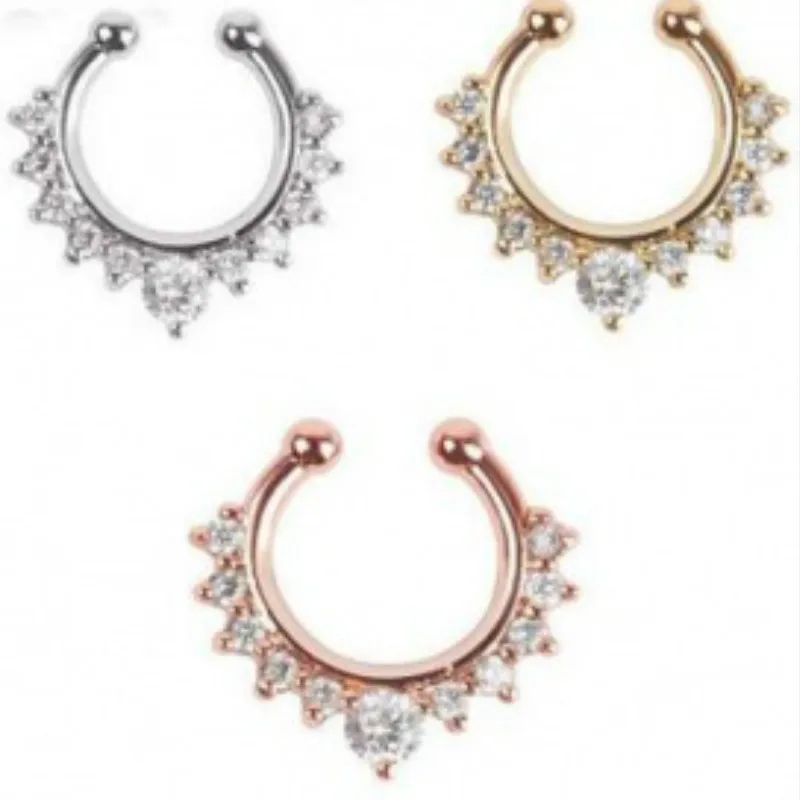 Высококачественное оптом поддельные Ювелирное кольцо в нос Золотая черная