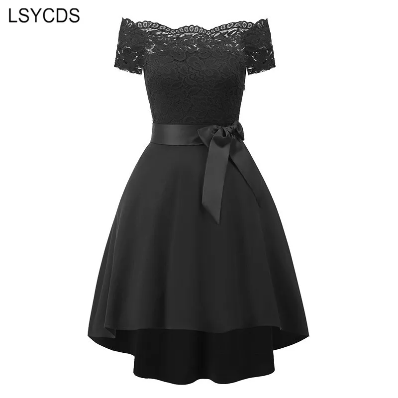Женское платье с коротким рукавом LSYCDS 2XL винтажные вечерние кружевные мини