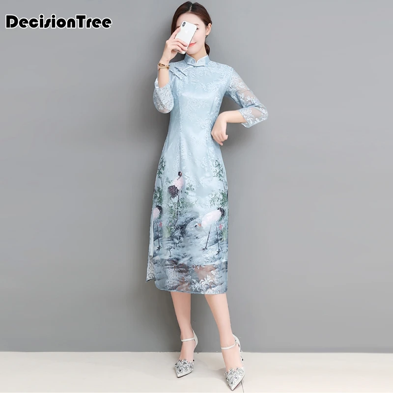 Азиатская одежда aodai vietnam cheongsam более женственное платье для женщин китайское традиционное платье
