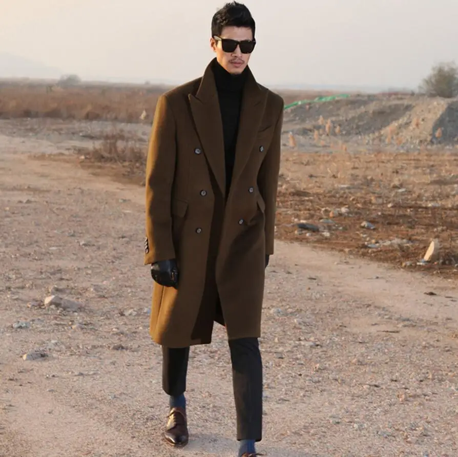 Зимнее мужское шерстяное пальто одежда больших размеров бесплатная доставка