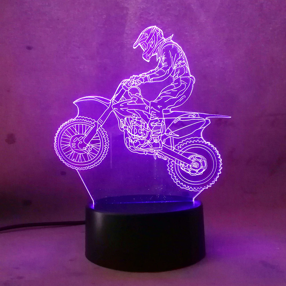 2018 lampara Экстремальный Мотоцикл 3D Светодиодная лампа крутой Мальчик ночник LED