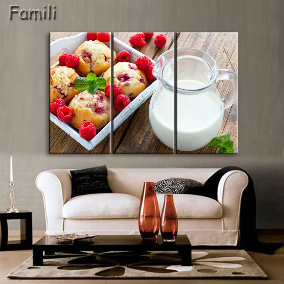 

3Pieces/set Flower And Cup Of Modern Canvas Print Painting Wall Art Picture For Kitchen Room Decoration Artwork Unframed