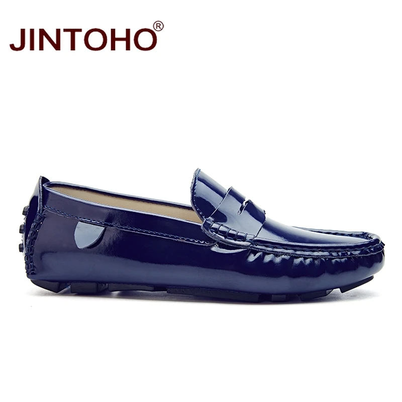 Туфли JINTOHO мужские кожаные повседневные лоферы без застежки плоская подошва