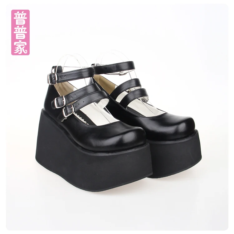 

Princess sweet lolita shoes Japanese spring and autumn cos anime shoes punk super high heel muffin slope fashion women pu9633