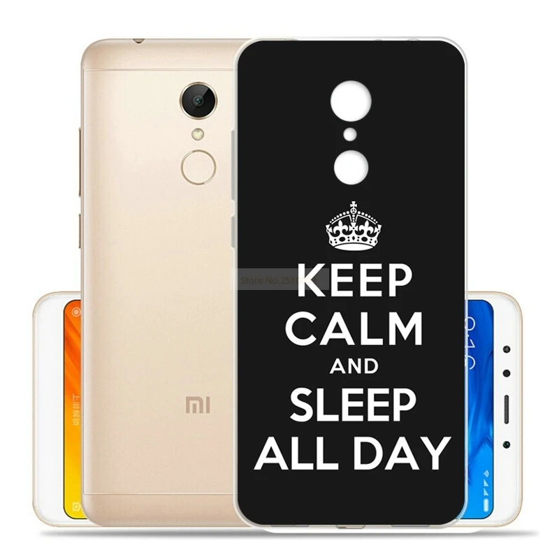 Тонкий мягкий принт ТПУ силиконовый чехол для Xiaomi Redmi 5 7 &quotKeep Calm Cover Чехлы |