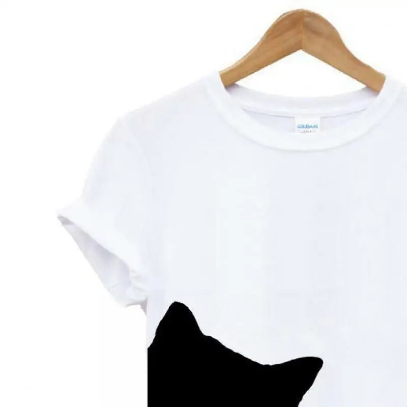

2018 New Summer Fashion Cute Animal Cat Print Harajuku Casual T-shirt Women Slim Cotton Material Tops Short-sleeved T-shirt