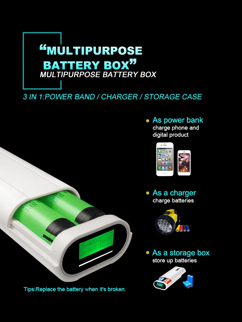 18650 зарядное устройство коробка освещения ВХОД powerbank 18650 чехол для хранения батареи TOMO T2 дисплей DIY для мобильных телефонов pad tablet