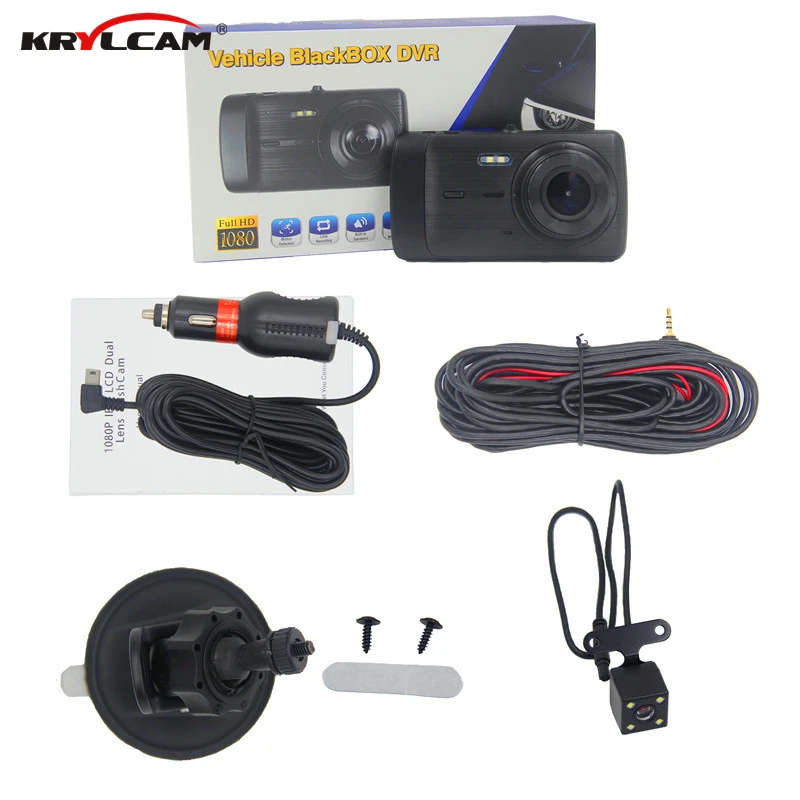 Krylcam X402 4 &quotDVR Dash камера с двумя объективами сенсорный экран ночное видение