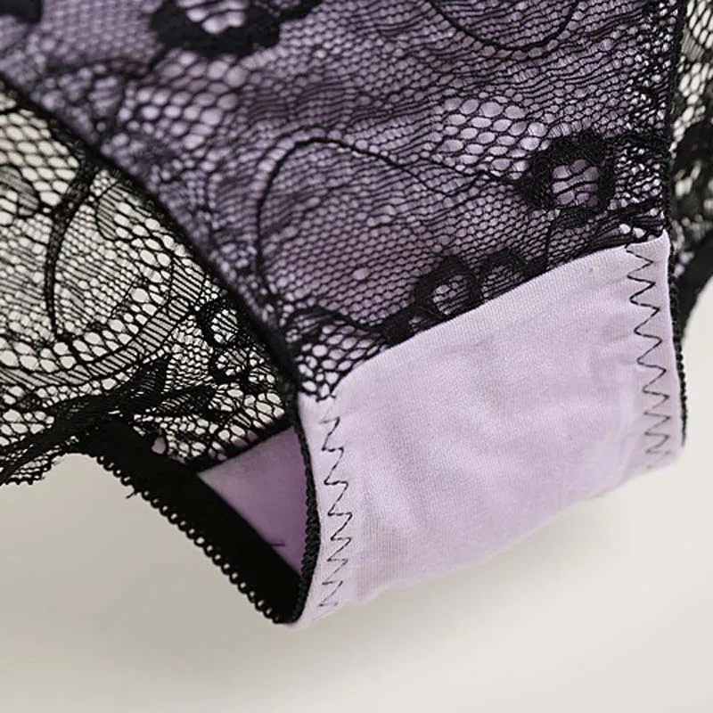 Женские сексуальные Лоскутные кружевные бесшовные трусики Femme удобные хлопковые