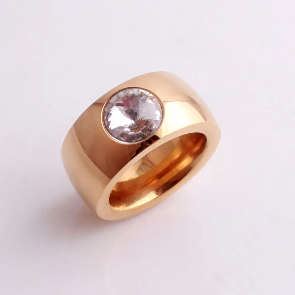 

Crystal Zircon Ring 316L Stainless Steel Rose Gold Color Ring For Women Men Fashion Jewelry