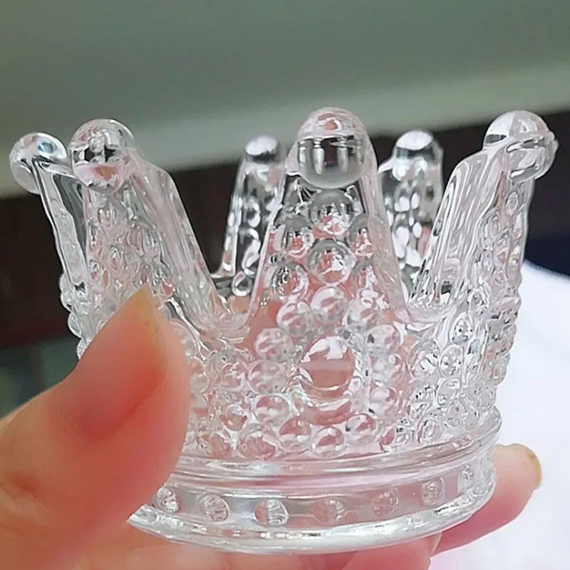 1 шт. креативный стеклянный подсвечник с короной рельефное кольцо поднос для