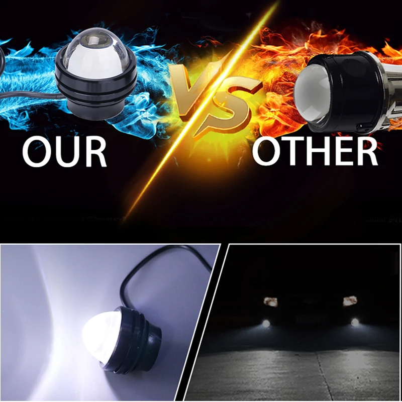 CARLitek Car Led Light Projector Lens Fog Lamp Daytime Running Lights DRL Auto External Fish Eagle Eye 12V White 37MM | Автомобили и