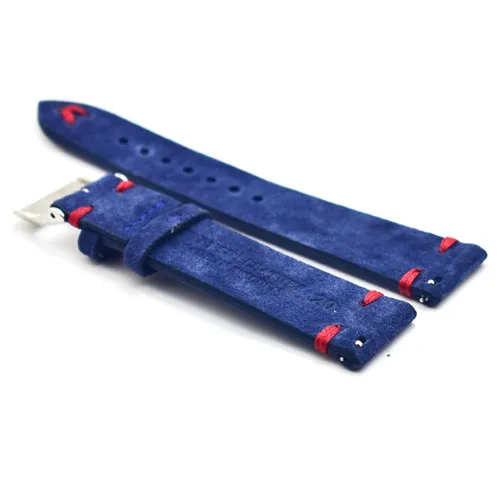 red stitching ONTHELEVEL ручной работы замшевый ремешок с быстроразъемным темно-синим 18 20 22 мм красный/белый сшитые унисекс сменные браслеты - Цвет ремешка: red stitching