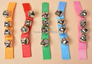 20 шт., дешевый детский ремешок, 4 колокольчика, на запястье, для рук, для танцев, погремушка, перкуссия, музыкальный инструмент, для раннего образования