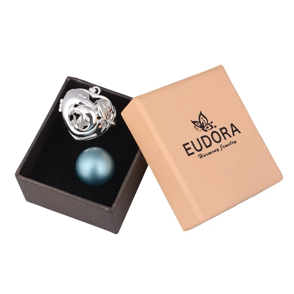 

Eudora Harmony Dolphin Family Heart Floating Locket Cage Pendant Necklace Colorful Angel Caller Sound Music Ball Chime Jewelry