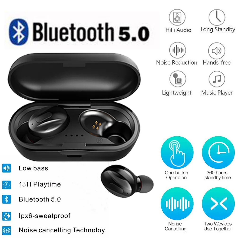 Bluetooth наушники 5 0 мини TWS беспроводная гарнитура с сенсорным управлением