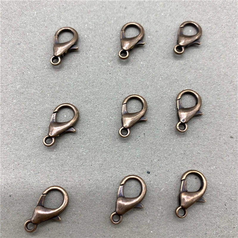 30 шт., 10/12/14 мм металлические карабины, крючки, станок и золото/родием застежками Крючки для конечные бусины в форме цветов DIY Цепочки и ожерелья решений - Цвет: Red copper