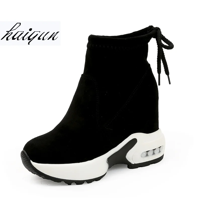 Женские ботильоны на платформе визуально увеличивающие рост кроссовки из