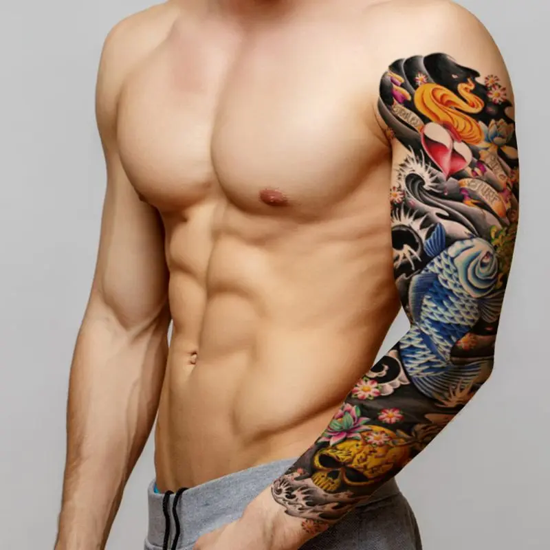 1 лист большая полная рука Временные татуировки стикер водонепроницаемый Череп