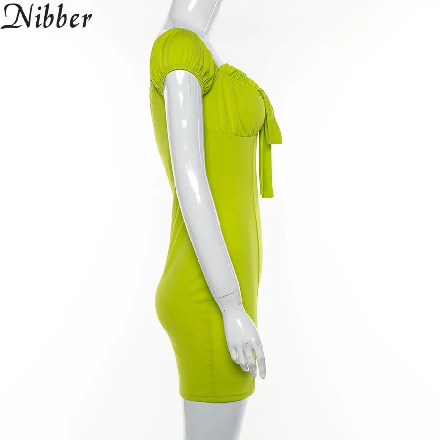 Nibber/летние офисные женские Элегантные мини-платья с бантом, женская мода, базовое Клубное вечернее уличное повседневное облегающее короткое платье