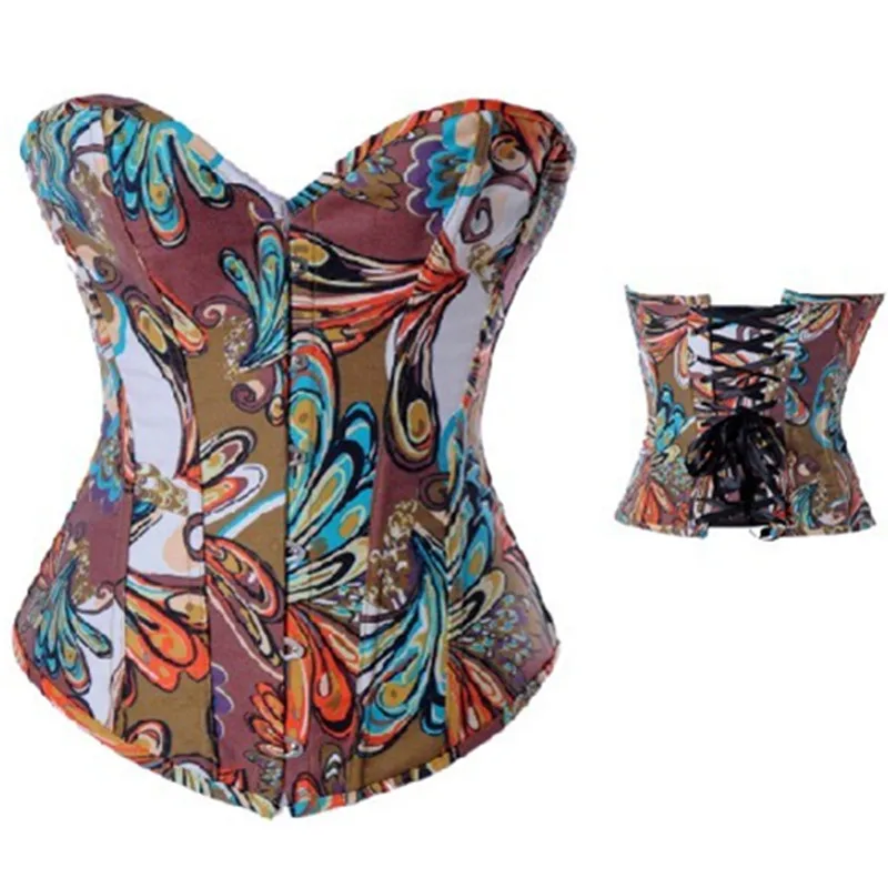 Популярный женский корсет в стиле стимпанк сексуальное бюстье со стрингами узор