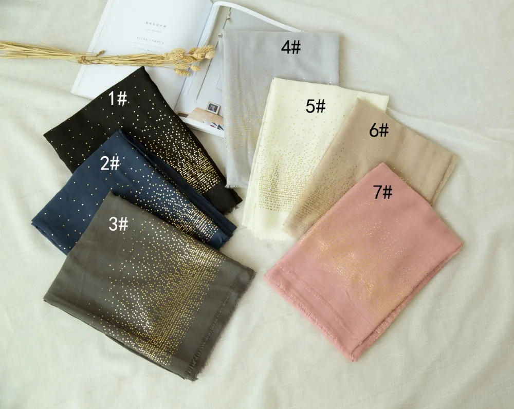 2018 Newest Gold Triangles Foil Print Fringe Scarf Luxury Dot Scarves Shawl Wrap Hijab Wholesale 10pcs/LOT Free Shipping |