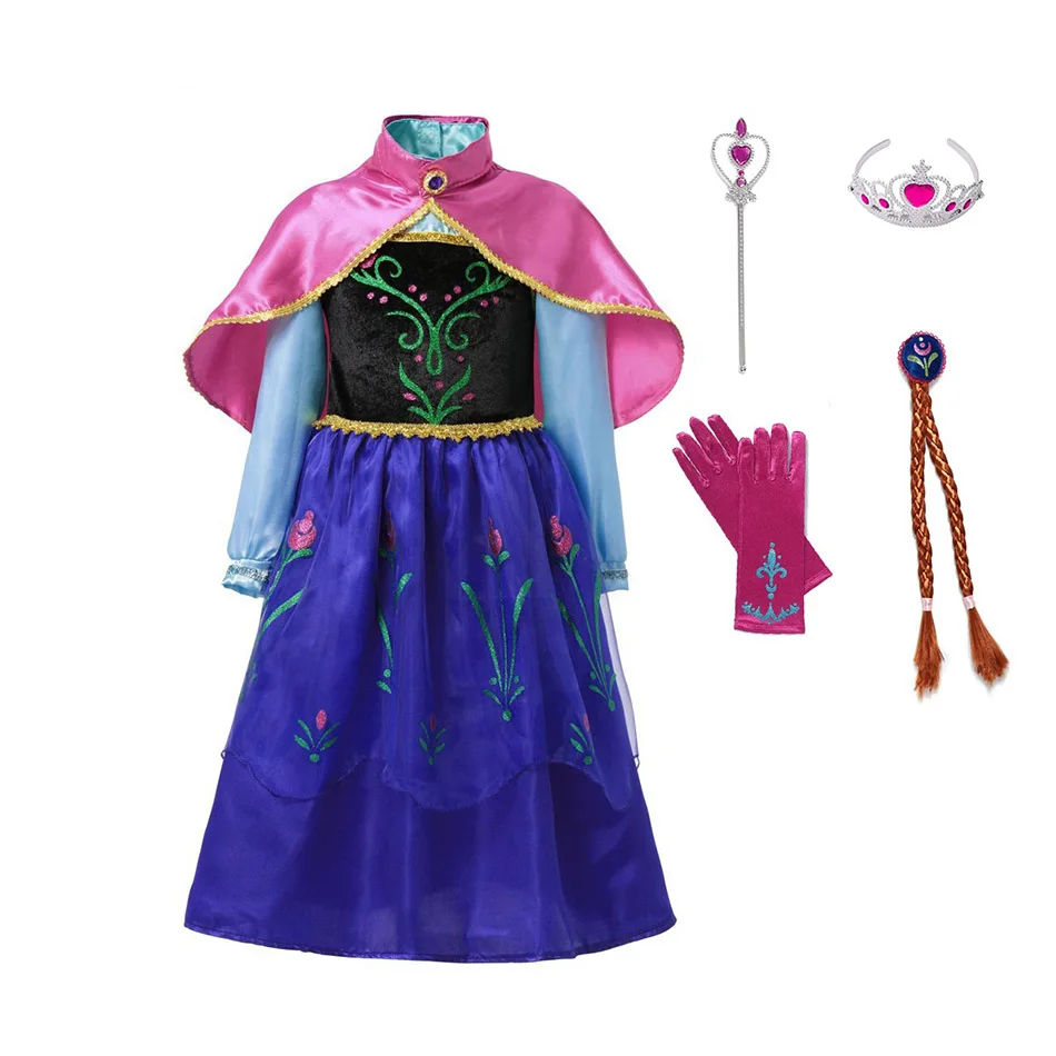 Anna Dress Set PaMaBa девушки платье принцессы Елены лето без рукавов мультфильм Elena of Avalor принцесса день рождения платья для девочек Фэнтези Elena костюм - Цвет: Anna Dress Set