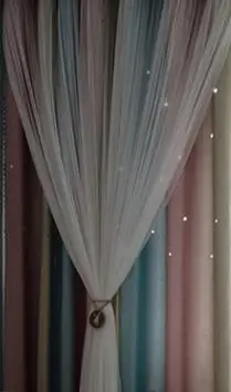 Pink Curtain Занавеска для спальни, 2 слоя, выдалбливают звезды, Затемненные занавески, драпировка для гостиной, домашний декор, обработка окон, Кортина, панель - Цвет: Pink Curtain