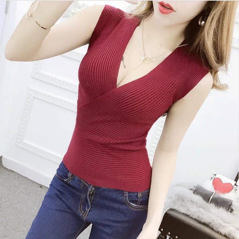 

12 Colors Knitted Vest Women 2019 Summer Fashion Casual Solid Color Sweater Sexy Sleeveless Crop Tops camiseta tirantes mujer