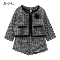 liligirl kids girls temperament clothing set 2020 new plaid jacketshorts 2pcs suit for baby girl good quality tracksuit costume