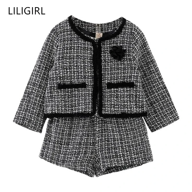 Детский комплект одежды LILIGIRL клетчатая куртка и шорты из 2 предметов для