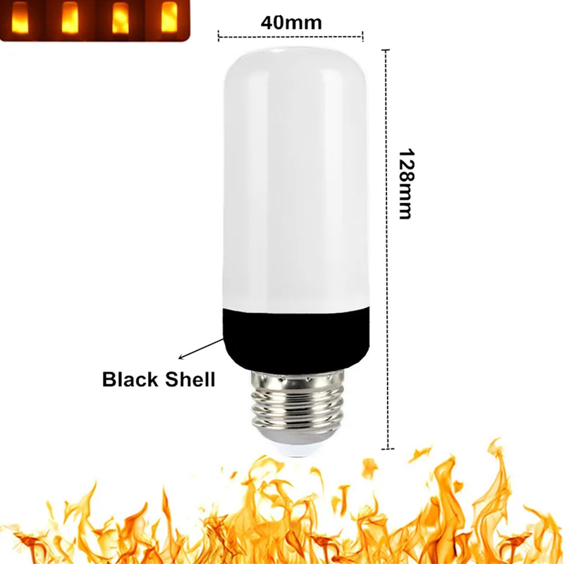 7W Big Black Shell Креативный светильник с 3 режимами+ гравитационным датчиком пламени s E27 E26 E14 Светодиодный светильник с эффектом пламени 7 Вт 9 Вт Мерцающая декоративная лампа - Испускаемый цвет: 7W Big Black Shell