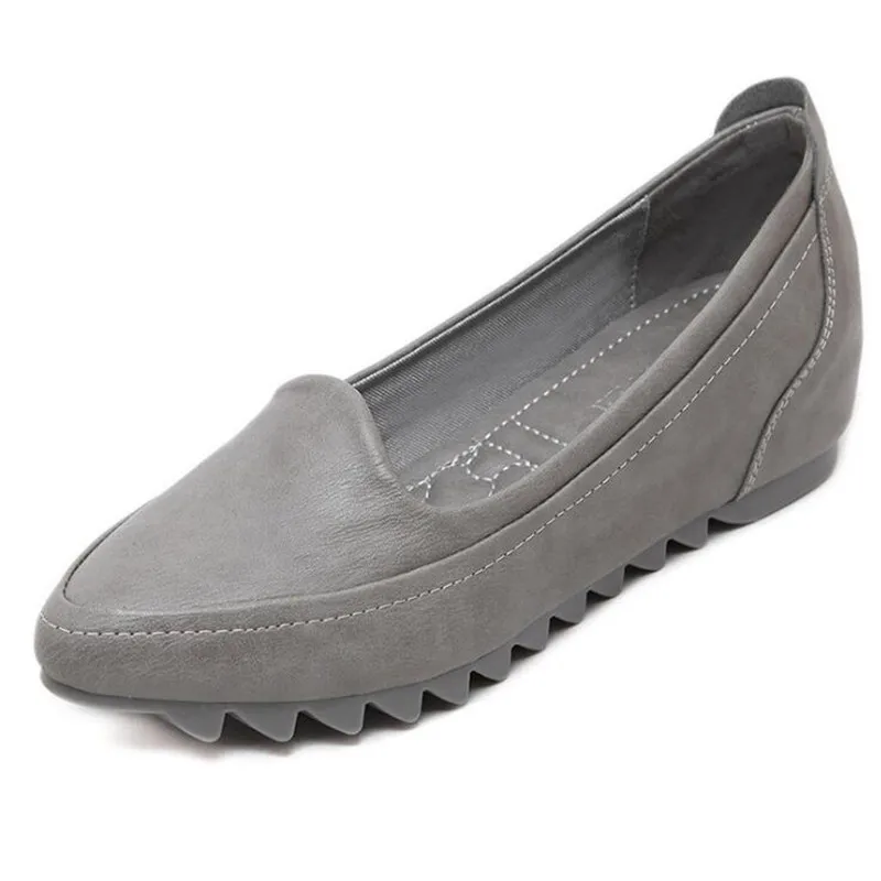 Женские туфли из натуральной кожи на плоской подошве без застежки повседневные