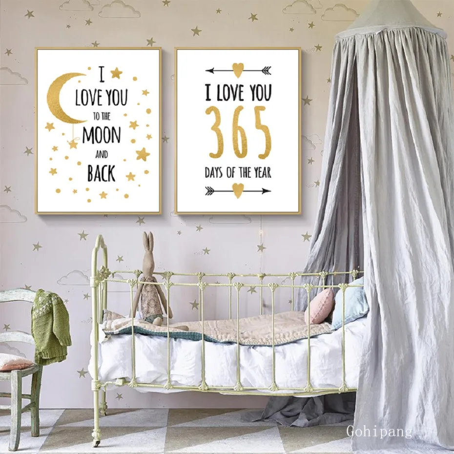 I love you to the moon and back Love Quote декор для детской комнаты холст постеры с принтами