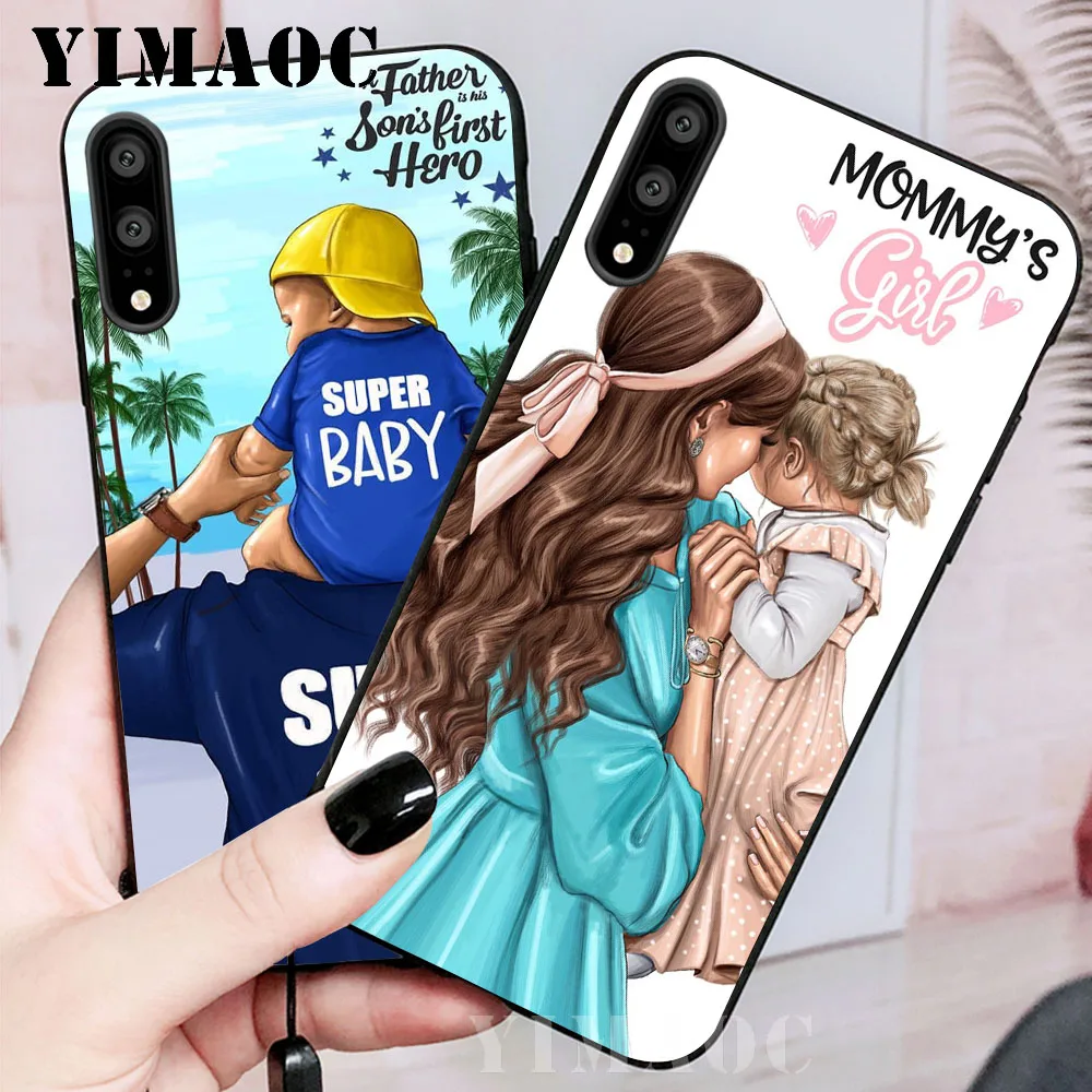 Super Mom Dad And Baby Soft Case for Huawei P8 P9 Lite Mini P10 P20 P30 Plus Pro P Smart Z 2019 |