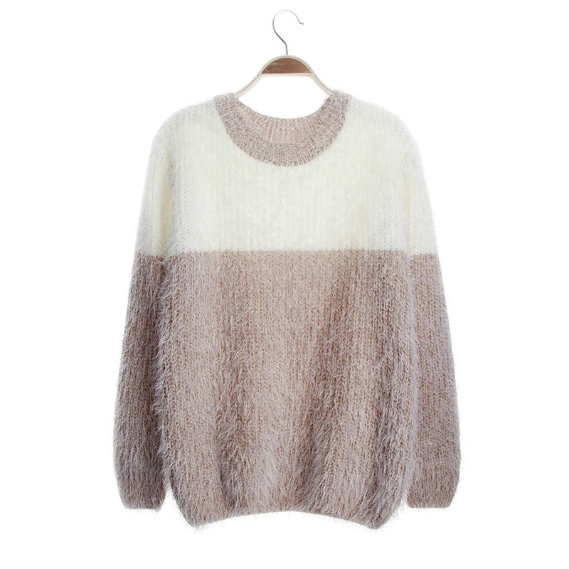 Женские свитеры в Корейском стиле Свободные повседневные пуловеры мохера цвета