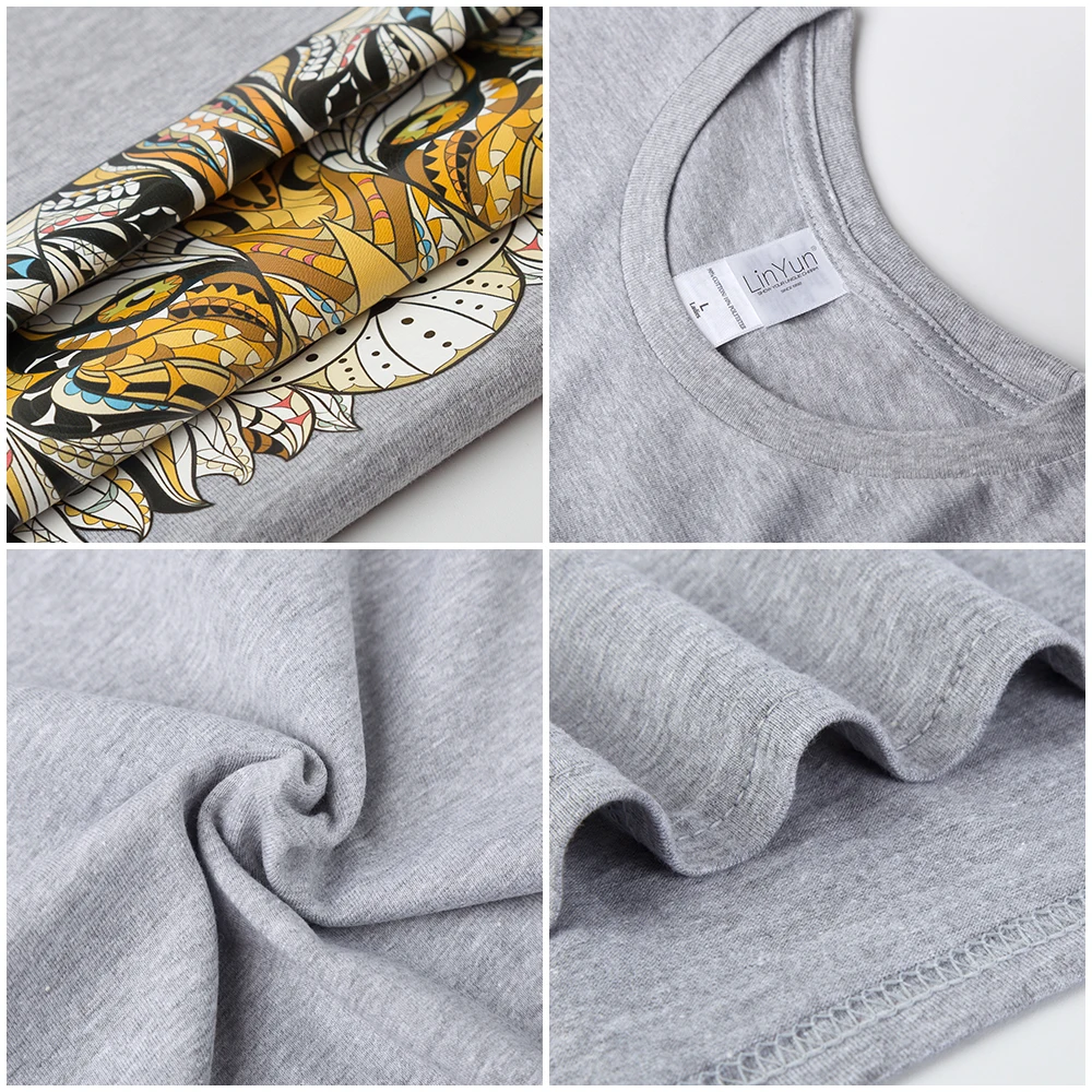 Linyun Лето Панк рок 3D тигра с круглым вырезом футболки для мальчиков уличная 100%