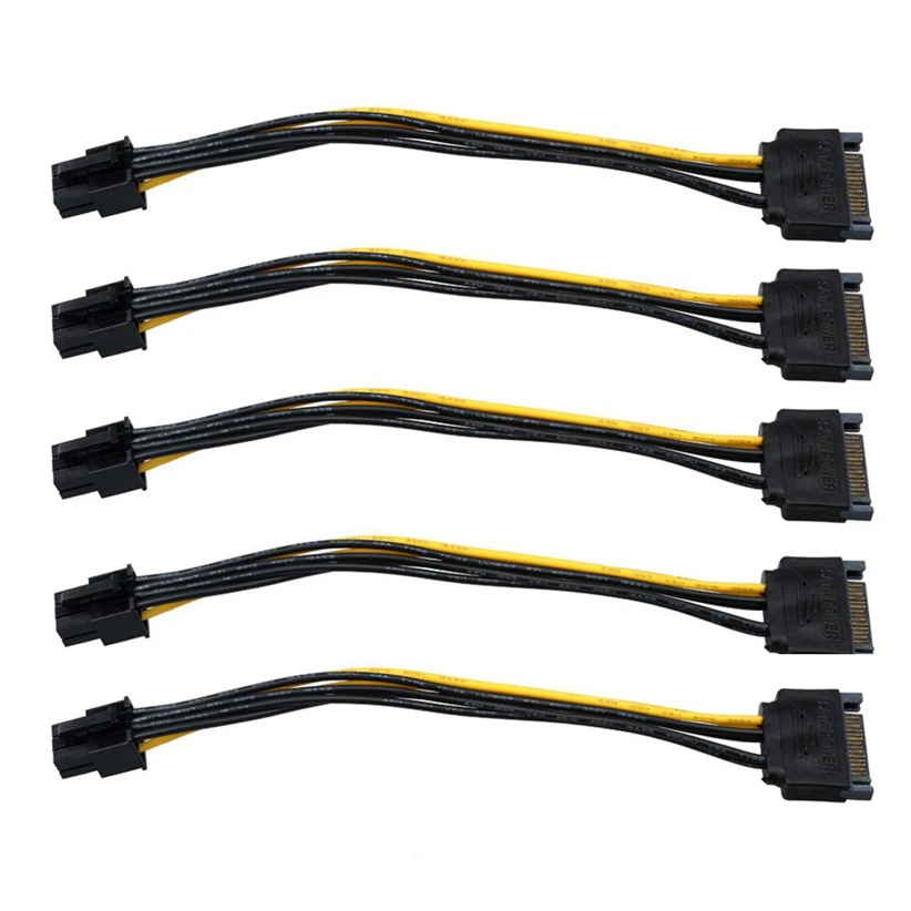 5 шт. SATA кабель питания 15 Pin To 6 PCI EXPRESS PCI-E Sata Графический конвертер адаптер