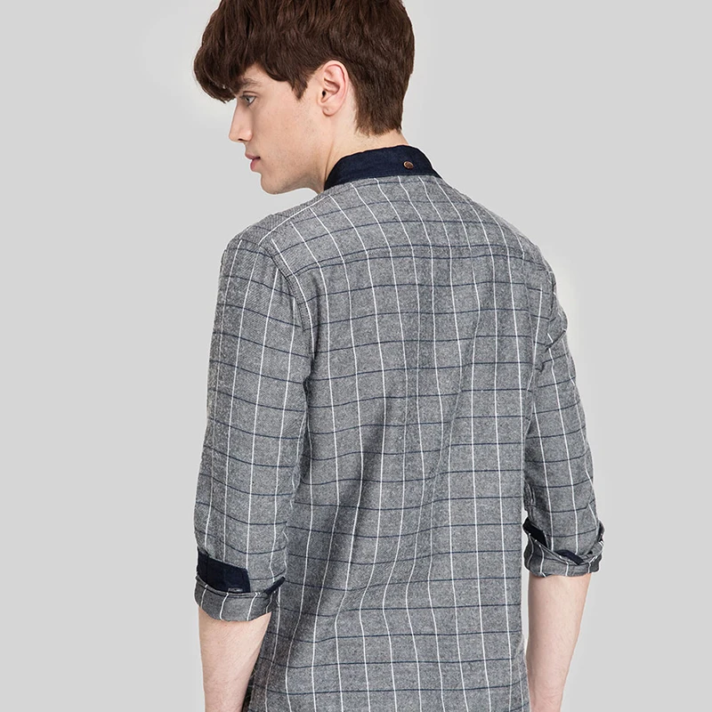 Мужская приталенная рубашка в полоску Markless винтажная серая Повседневная из 100%