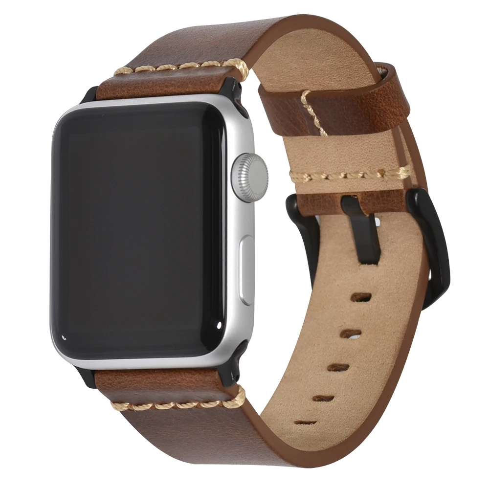 BEAFIRY Crazy Horse Genuine Leather Watchband for Apple Watch Band 42mm 44mm Series 1/2/3/4  iWatch band Straps