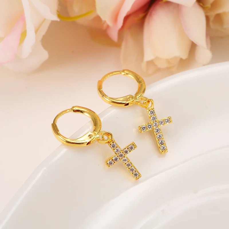 

Bangrui Luxury Christmas Gifts Gold Color Women/Grils Crystal Stone Jewelry Wholesale Cross Earring