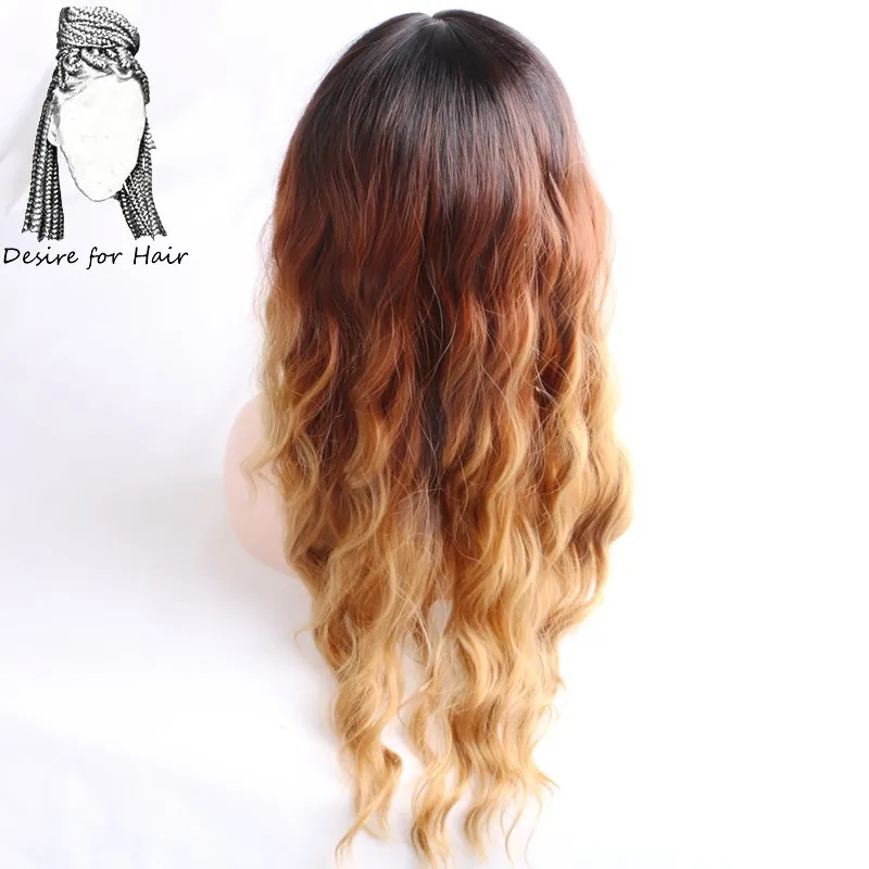 Desire for hair 26 дюймов Омбре коричневый цвет длинные волнистые синтетические парики термостойкие синтетические парики для женщин