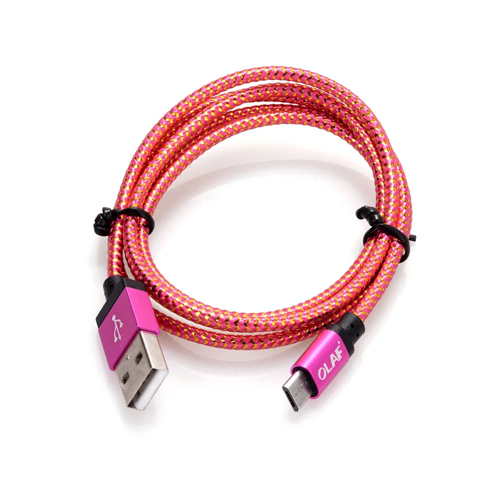 Rose red Олаф микро USB кабель 1 м 2 м 3 м Быстрая зарядка нейлон USB синхронизация данных мобильный телефон Android адаптер зарядное устройство кабель для Samsung - Цвет: Rose red