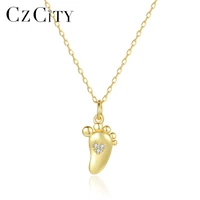 czcity link chain 925 sterling silver sole pendant necklaces for women fine jewelry party small cute paw collares gifts sn0296